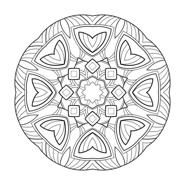 Einfaches Rundes Mandala Mit Gestreiften Mustern Auf Weißem Isoliertem Hintergrund — Stockvektor