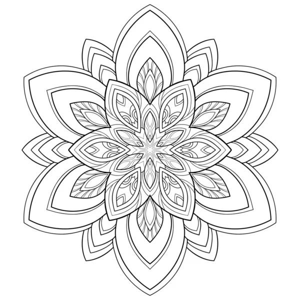 Decorative Mandala Simple Striped Patterns Awhite Isolated Background Coloring Book Vectores de stock libres de derechos