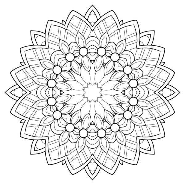 Mandala Décoratif Avec Motifs Rayés Sur Fond Blanc Isolé Pour — Image vectorielle