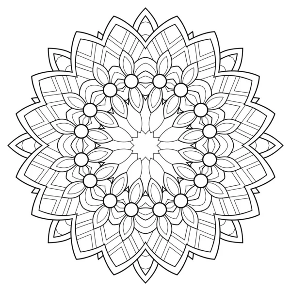 Mandala Decorativo Con Patrones Rayas Sobre Fondo Blanco Aislado Para Vectores de stock libres de derechos