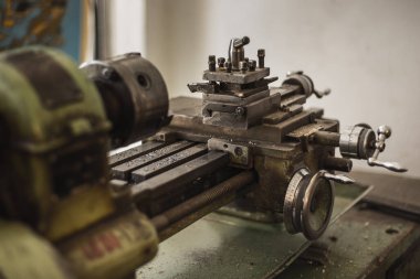 Vintage üretim makineleri, ekipman fabrikaları, retro çalışma için makine aracı