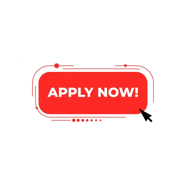Apply Now Click Cursor Red Button — Vettoriale Stock