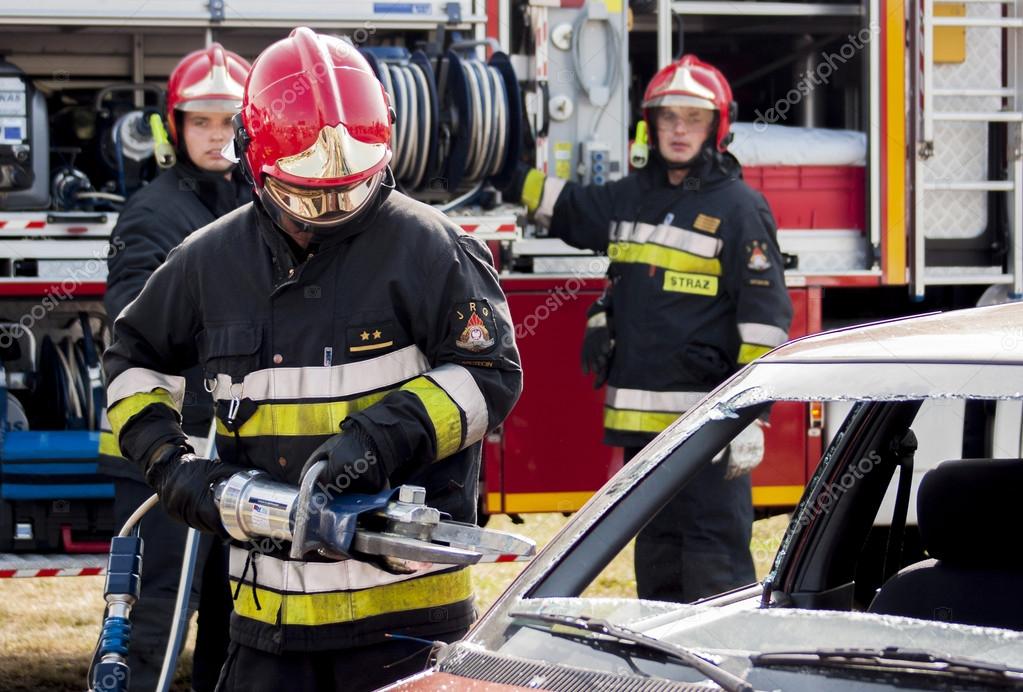 Fire and Rescue Emergency Units at car accident Stock Editorial Photo
