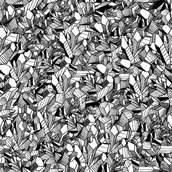 Seamless vector pattern with crystals, black and white — Stock Vector