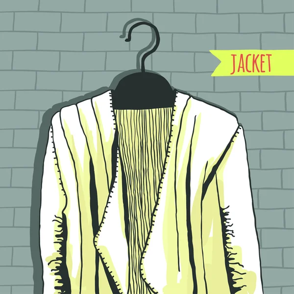 Векторная иллюстрация, куртка, кирпичная стена — стоковый вектор
