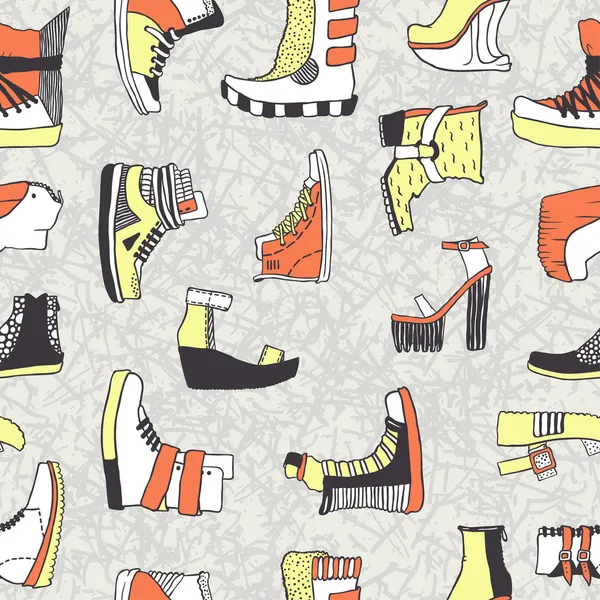 Seamless vector pattern with original shoes — Stock Vector
