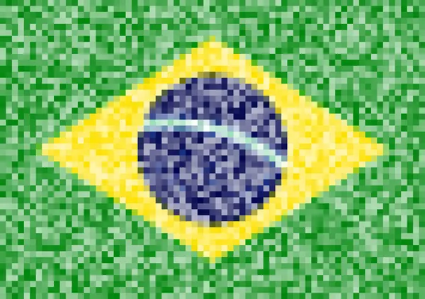 ブラジルの国旗をピクセル — ストックベクタ