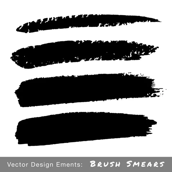 Set of Hand Drawn Grunge Brush Smears — Stock Vector