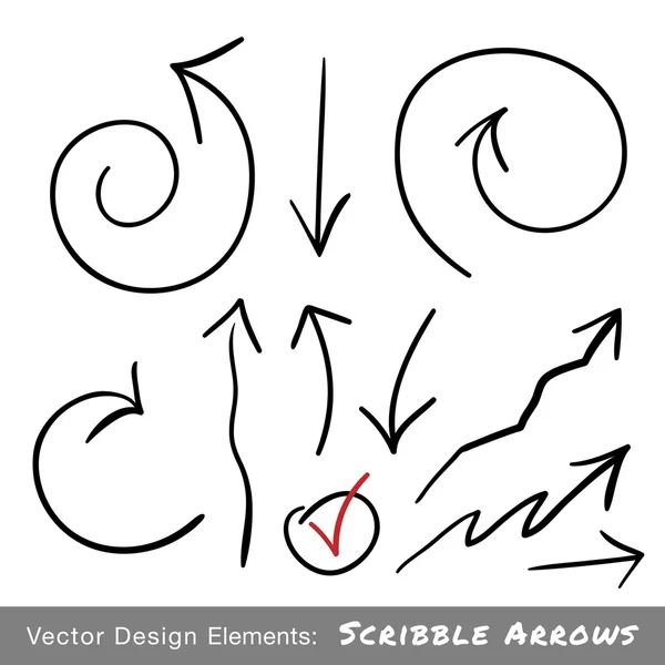 Set di frecce Scribble disegnate a mano — Vettoriale Stock