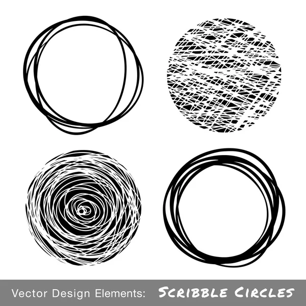 Conjunto de círculos garabatos dibujados a mano — Vector de stock