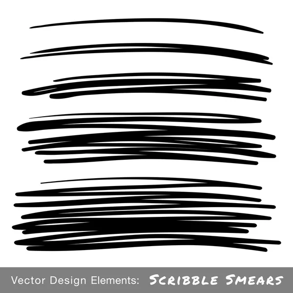 Set of Hand Drawn Scribble Smears — Stock Vector