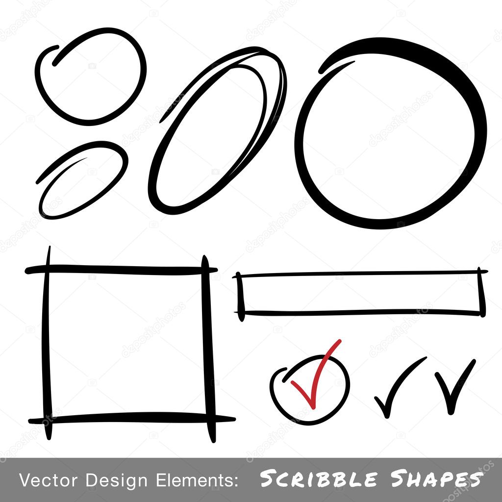 Set of Hand Drawn Scribble Shapes