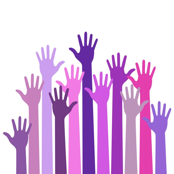 Violet colorful up hands — Stock Vector