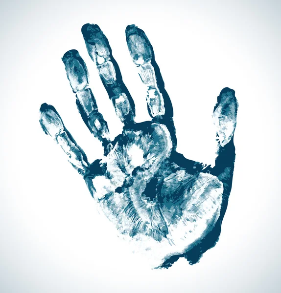 Синій друк руки — стоковий вектор