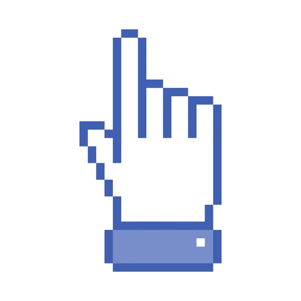 Pixel puntero de mano azul — Vector de stock