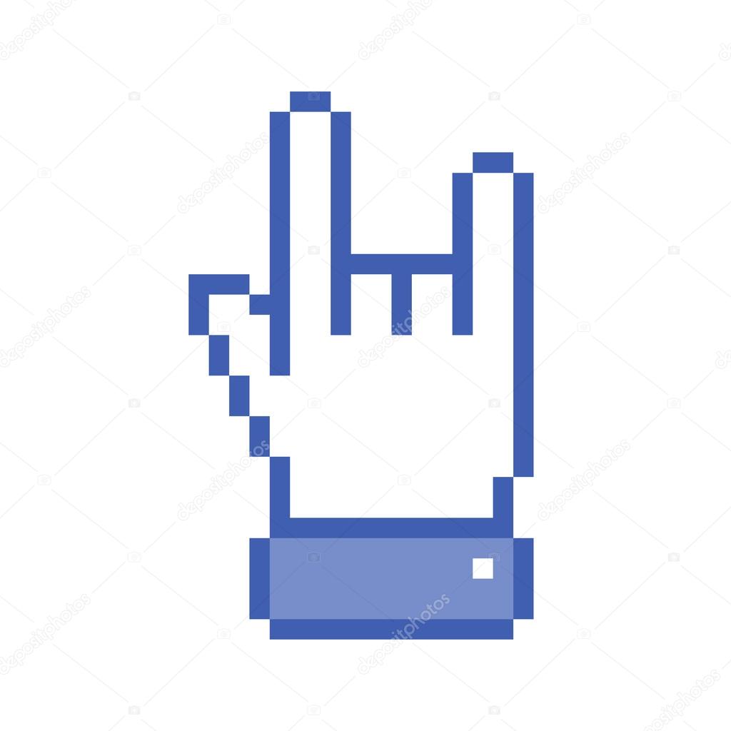 Pixel blue rock hand icon