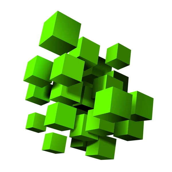 Abstract composition of green 3d cubes. — Stock Vector