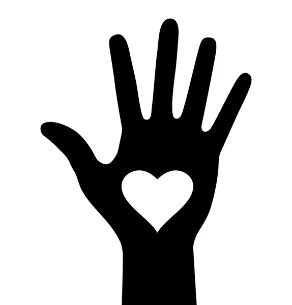 Kéz a szívvel ikon — Stock Vector