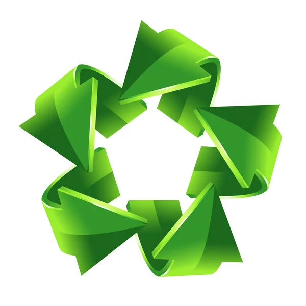 Five green recycling arrows — Stock Vector