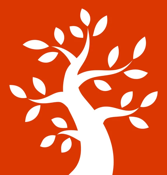 White Bold Tree icon on orange background — Stock Vector