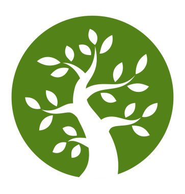 Yeşil ağaç yuvarlak simge