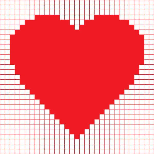 Corazón de píxel rojo — Vector de stock