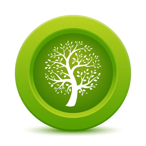 Green tree button — Stock Vector