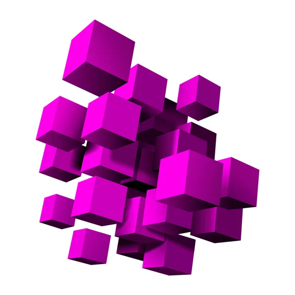 Abstract composition of purple 3d cubes. — Stock Vector