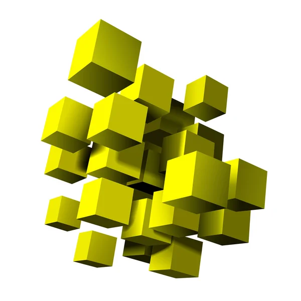 Abstract composition of yellow 3d cubes. — Stock Vector