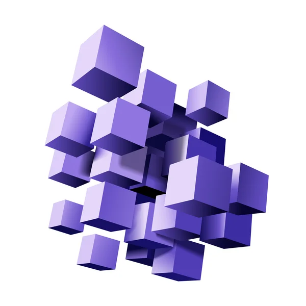 Composición abstracta de los cubos violeta 3d . — Vector de stock