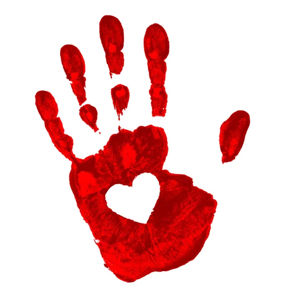 Отпечаток руки с изображением сердца — стоковый вектор