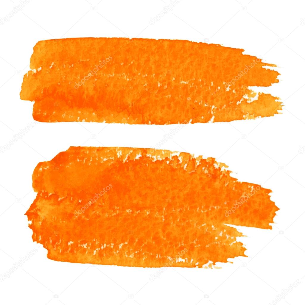 Set of Orange Watercolor Brush Strokes
