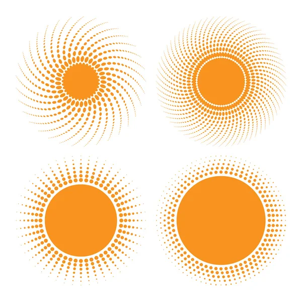 Güneş yarı tonlu tasarım öğeleri kümesi — Stok Vektör