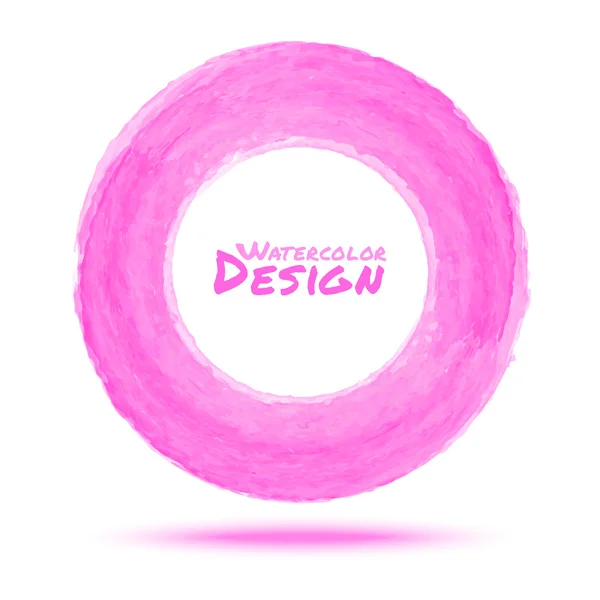 Disegnato a mano acquerello cerchio rosa chiaro — Vettoriale Stock