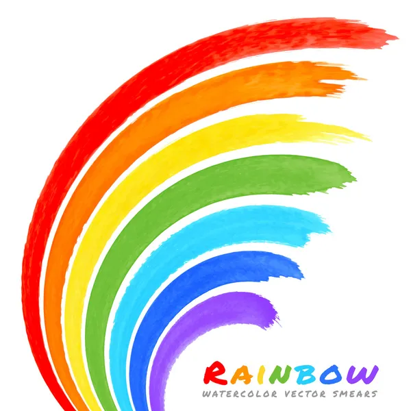 Regenboog aquarel borstel uitstrijkjes — Stockvector