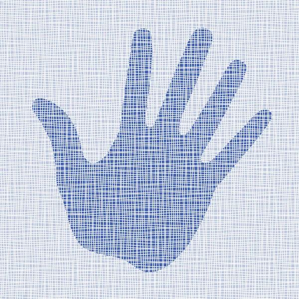 Blue hand print on canvas texture — Stock Vector