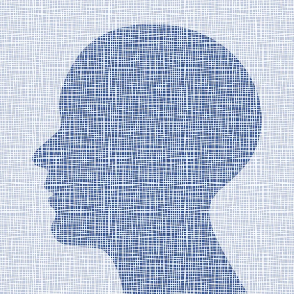 Blue head profile on canvas texture — Stock Vector