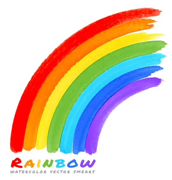 Rainbow Watercolor pinceau frottis — Image vectorielle