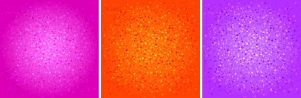 Stjärnmönster. Abstrakta stjärnor bakgrunder inställd. Violett, orange, rosa färger. Vektorillustration — Stock vektor