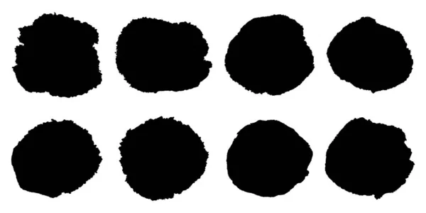 Zwarte grunge vlek set. Donkere plekken. Cirkelvlekken. Verkoop spandoeken. Vectorillustratie. — Stockvector