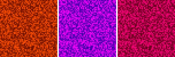 Conjunto de fondos de píxeles. Rojo, violeta, morado. Patrón de píxeles. Ilustración vectorial. — Archivo Imágenes Vectoriales