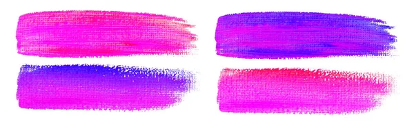 Roze Aquarel Penseelstreken Canvas Textuur Verfborstel Acryl Violette Smeervet Set — Stockvector