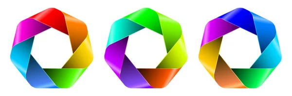 Rainbow Polygon Emblems Tech Logo Set Vector Illustration — Vector de stock