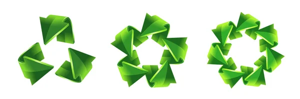 循环箭头图标 一套3D绿色生态标识 矢量说明 — 图库矢量图片