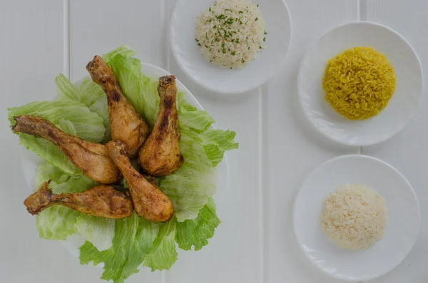 Paha ayam panggang dengan nasi — Stok Foto