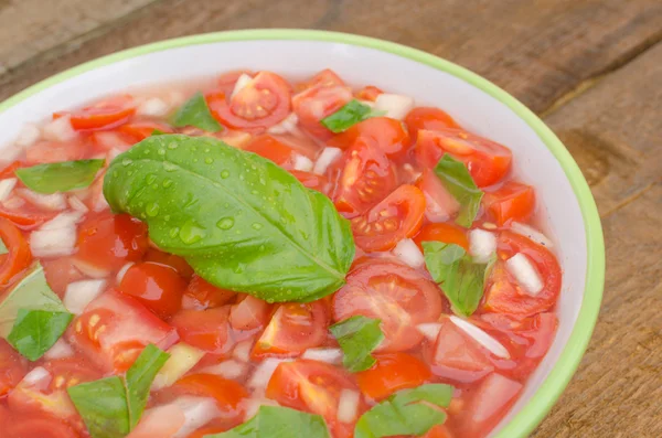 Tomato salad with onion and basil — Stock Photo, Image