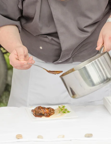 Beef cheeks braised in czech beer — Stock Photo, Image