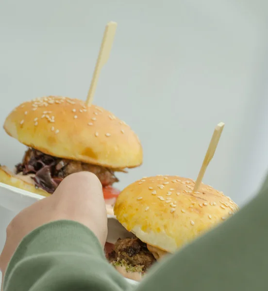 Beef burger with herb butter — Stock Photo, Image