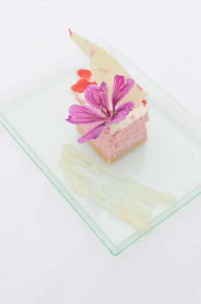 Raspberry cheesecake, biscuits — Stock Photo, Image