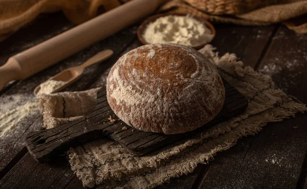 Delicioso Hermoso Pan Masa Fermentada Todo Casero —  Fotos de Stock